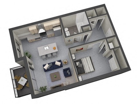 Whittier floor plan 765 Sq.Ft. at The Whit, Minneapolis, Minnesota